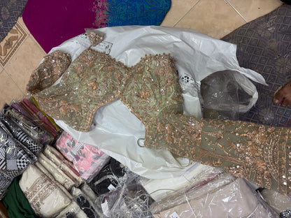 16 kali Engaging pista green crop top Lehenga