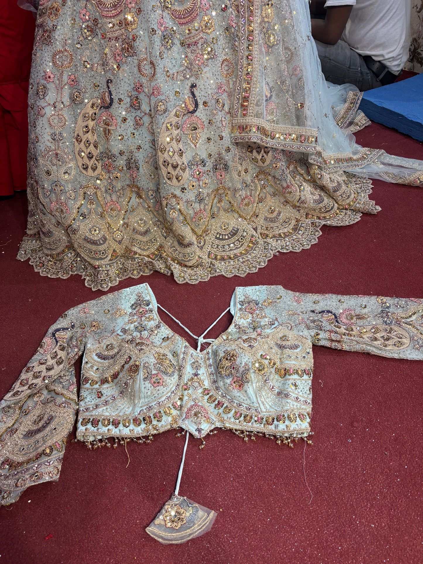 Fantastic Sky blue peacock crop top Lehenga