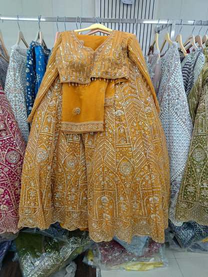 Green Crop Top Lehenga