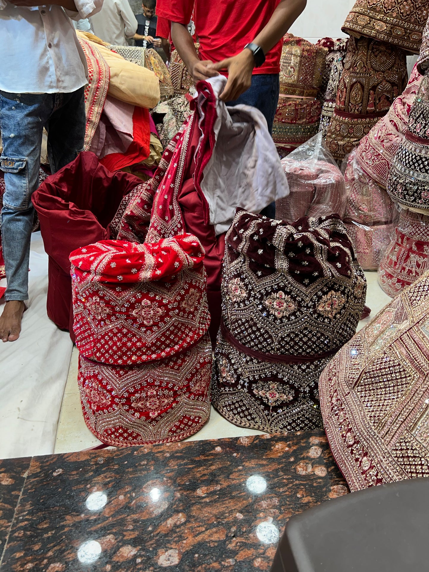 Cherry maroon bridal lehenga