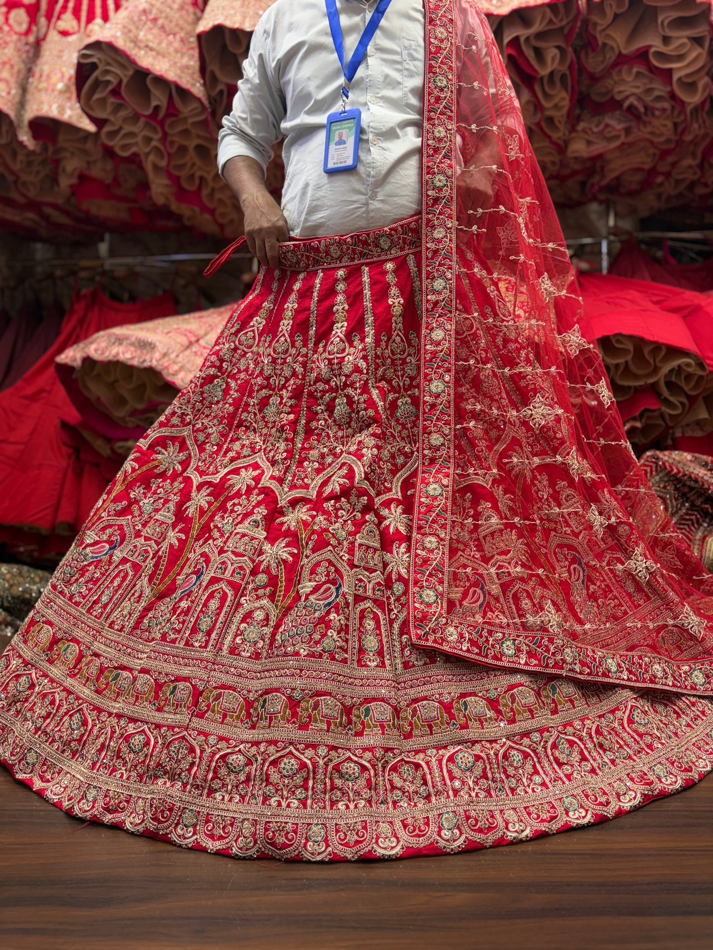 Lavishing red peacock bridal Lehenga