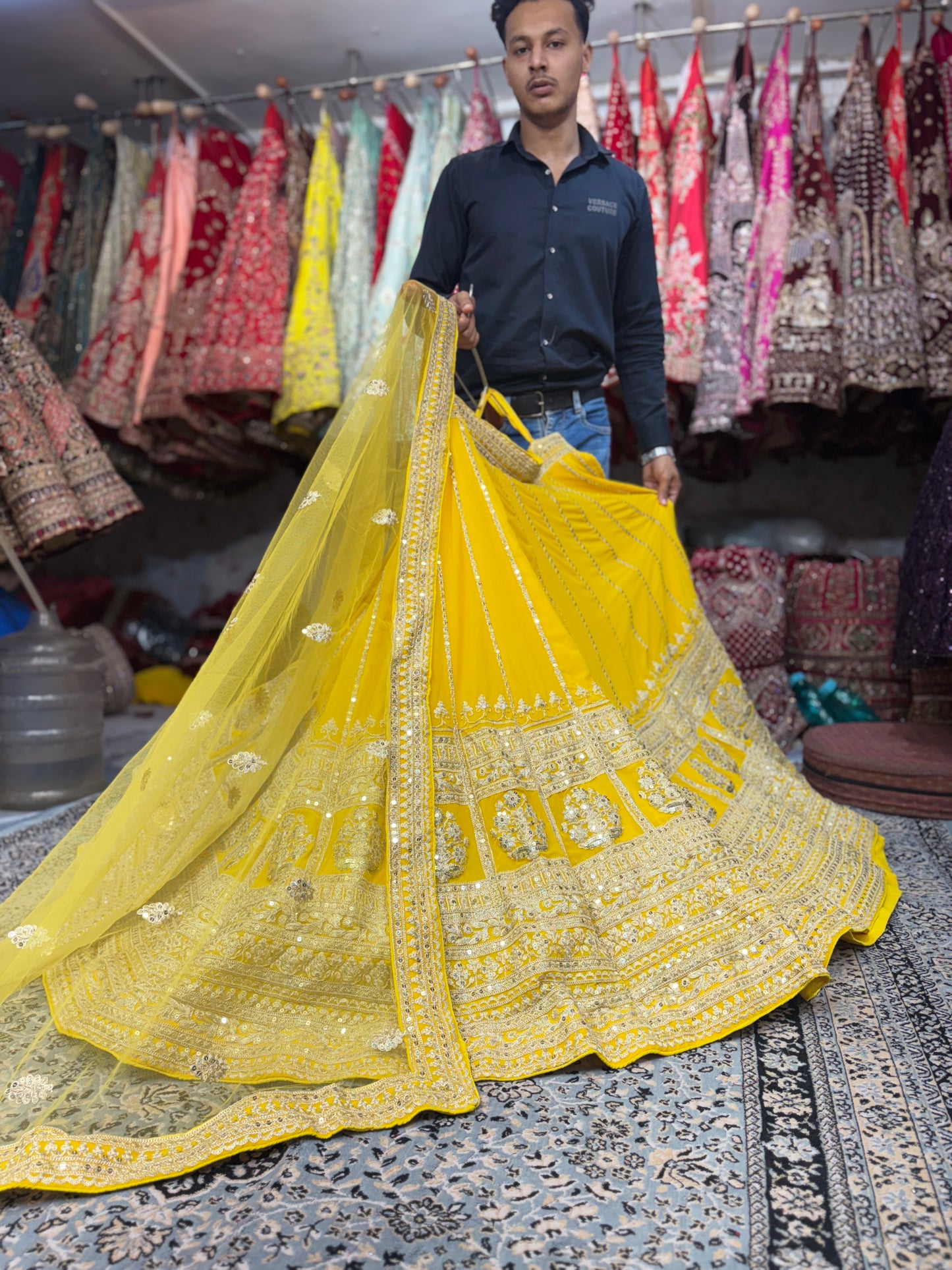 Tremendous Yellow haldi mehendi Lehenga