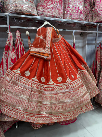 Rust Orange Bridal Lehenga