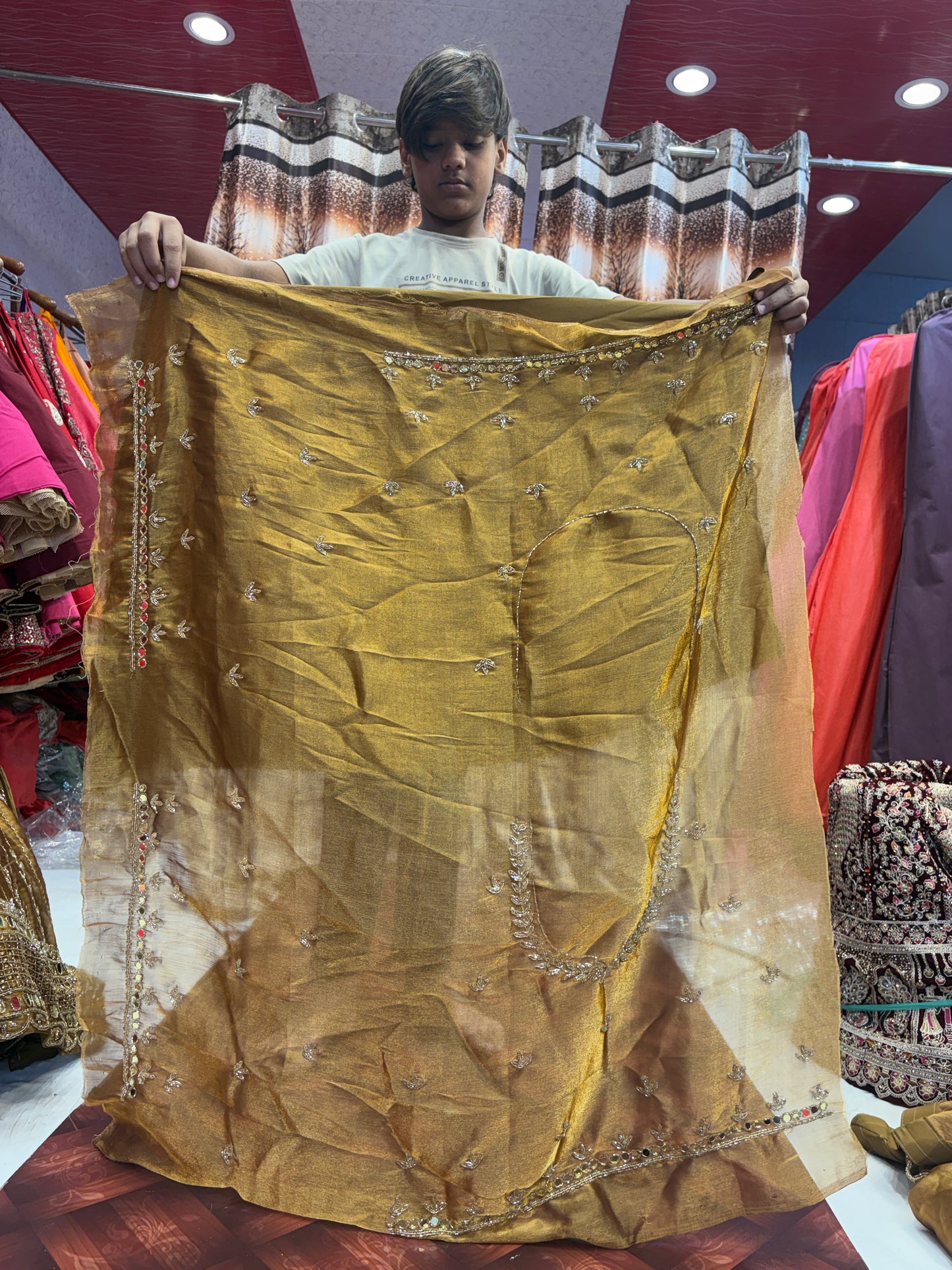 Glamorous golden bridal Lehenga