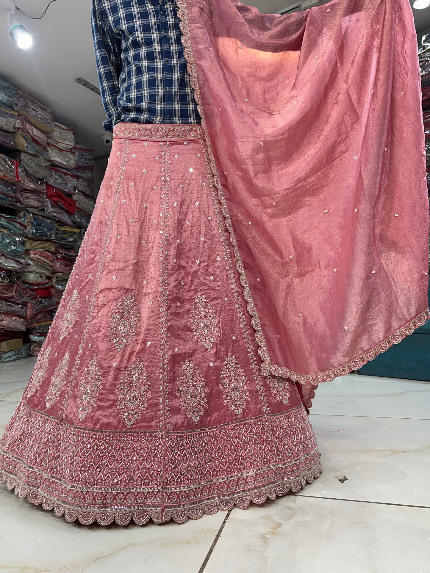 Awesome light carrot lehenga