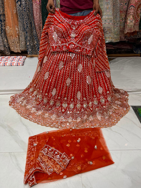 Hot Pink Crop Top Lehenga