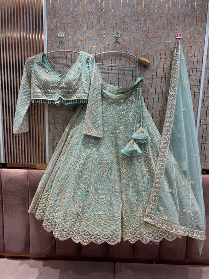 Peach Pink Crop Top Lehenga