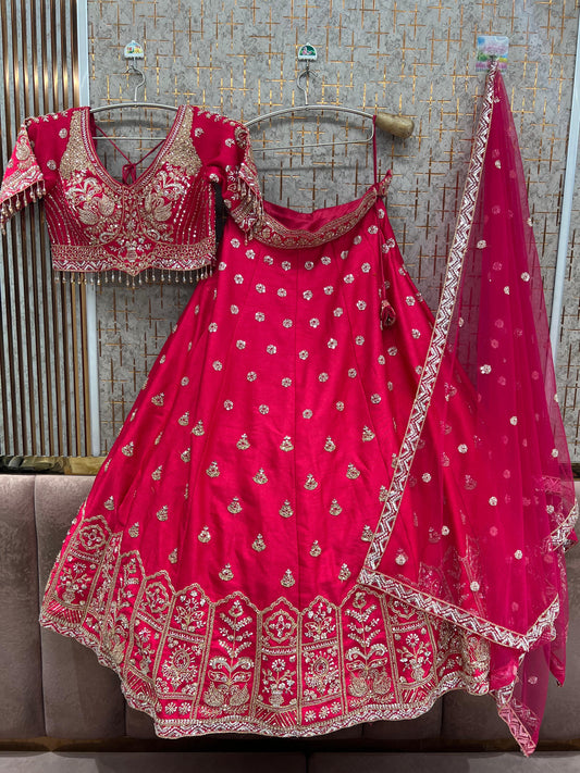 Hot pink Crop Top Lehenga