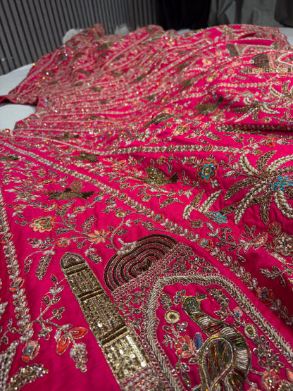Khoobsurat rani pink peacock handwork bridal Lehenga
