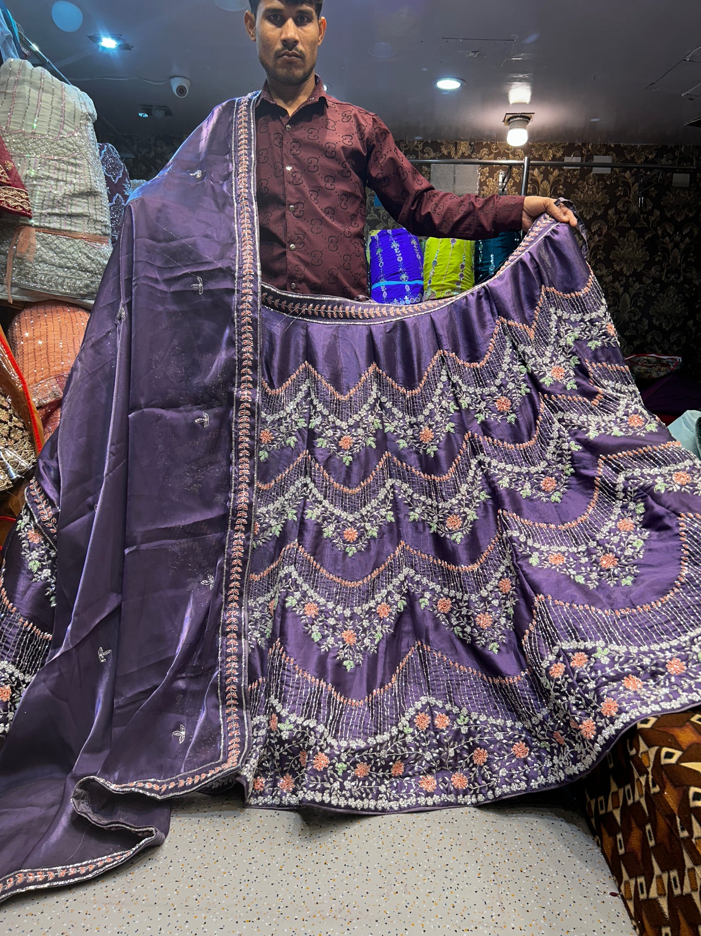 zig Zag Purple Violet Lehenga