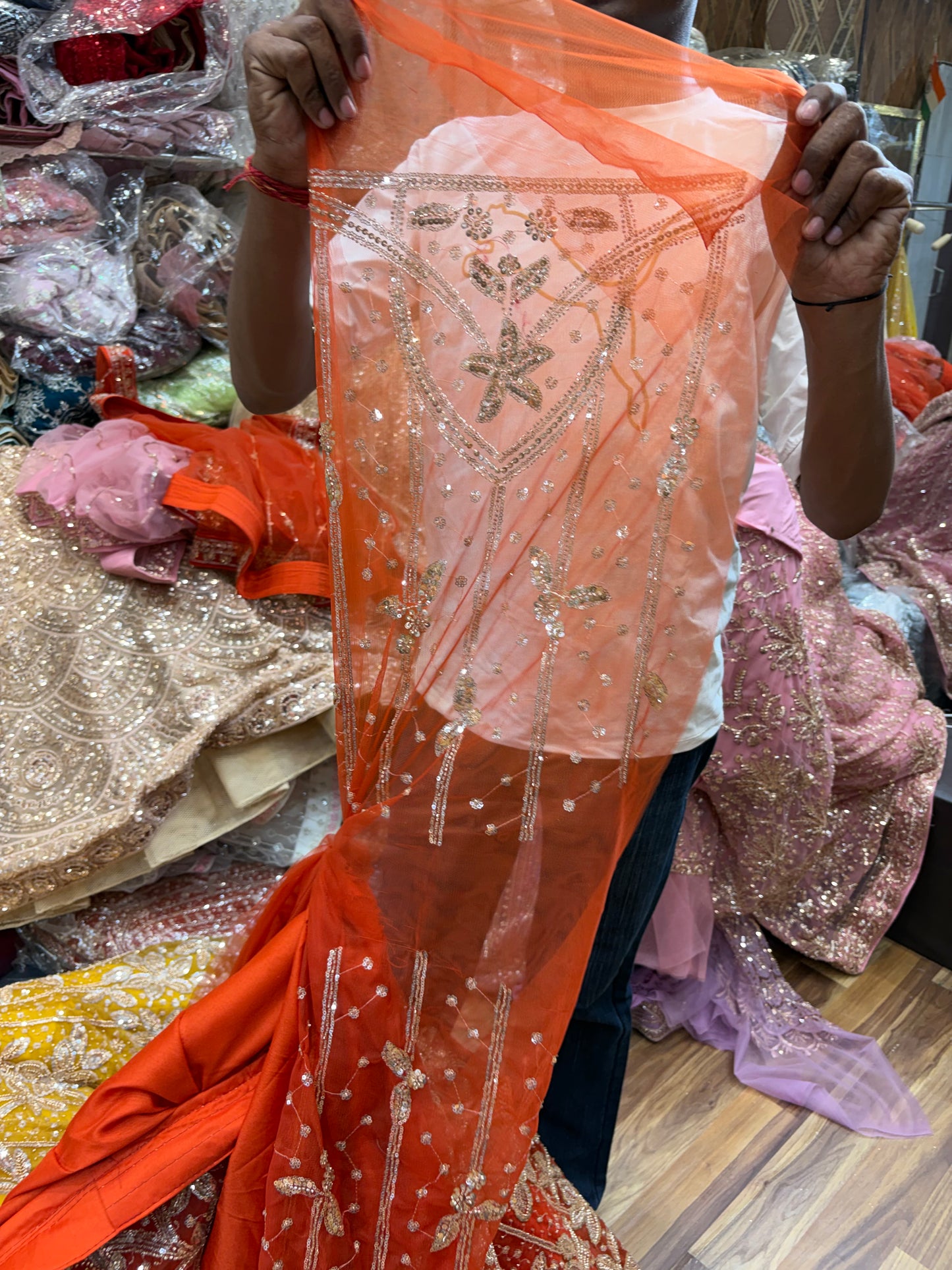 Rust Orange Designer Lehenga