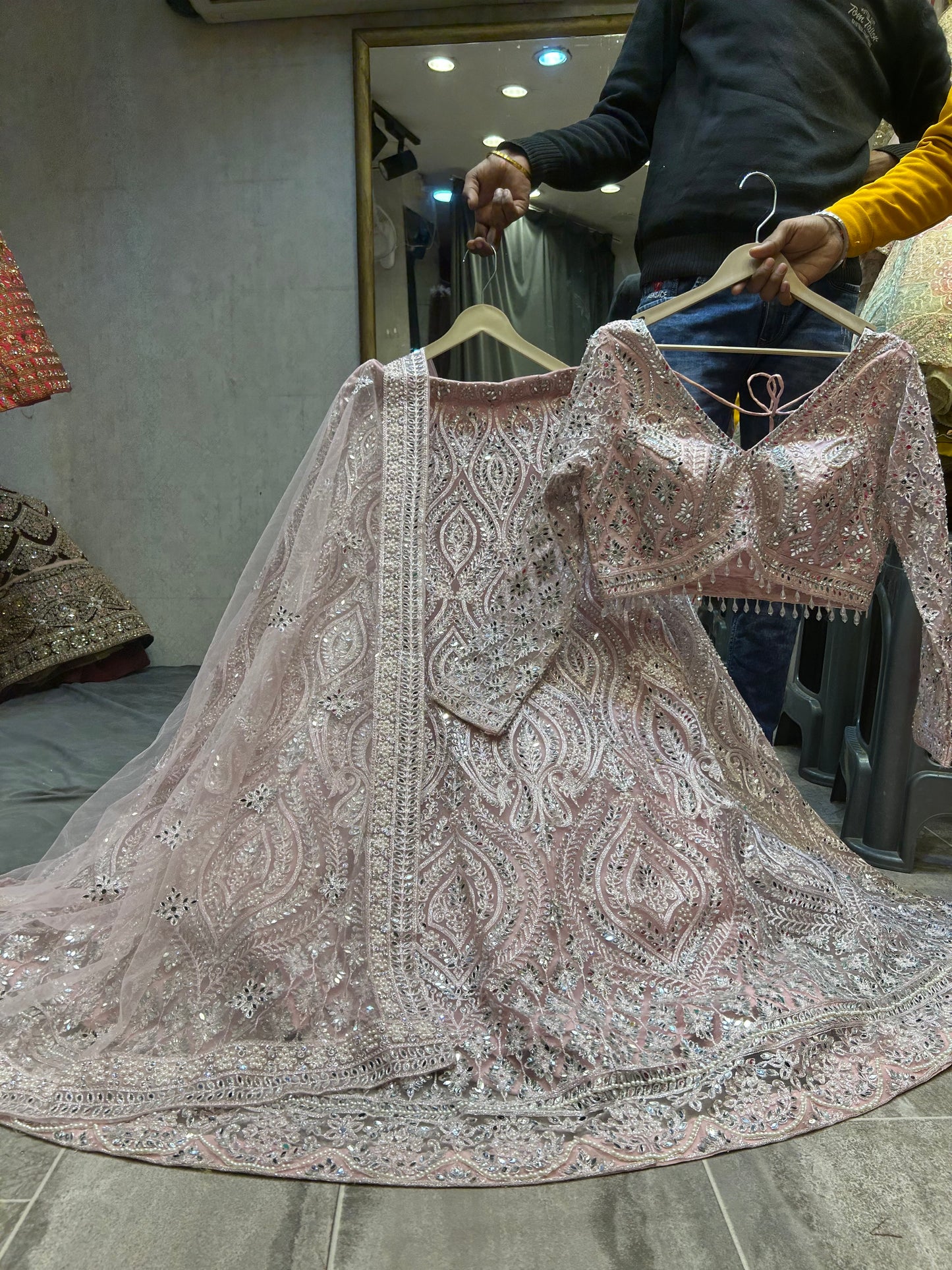 Fair pink crop top lehenga