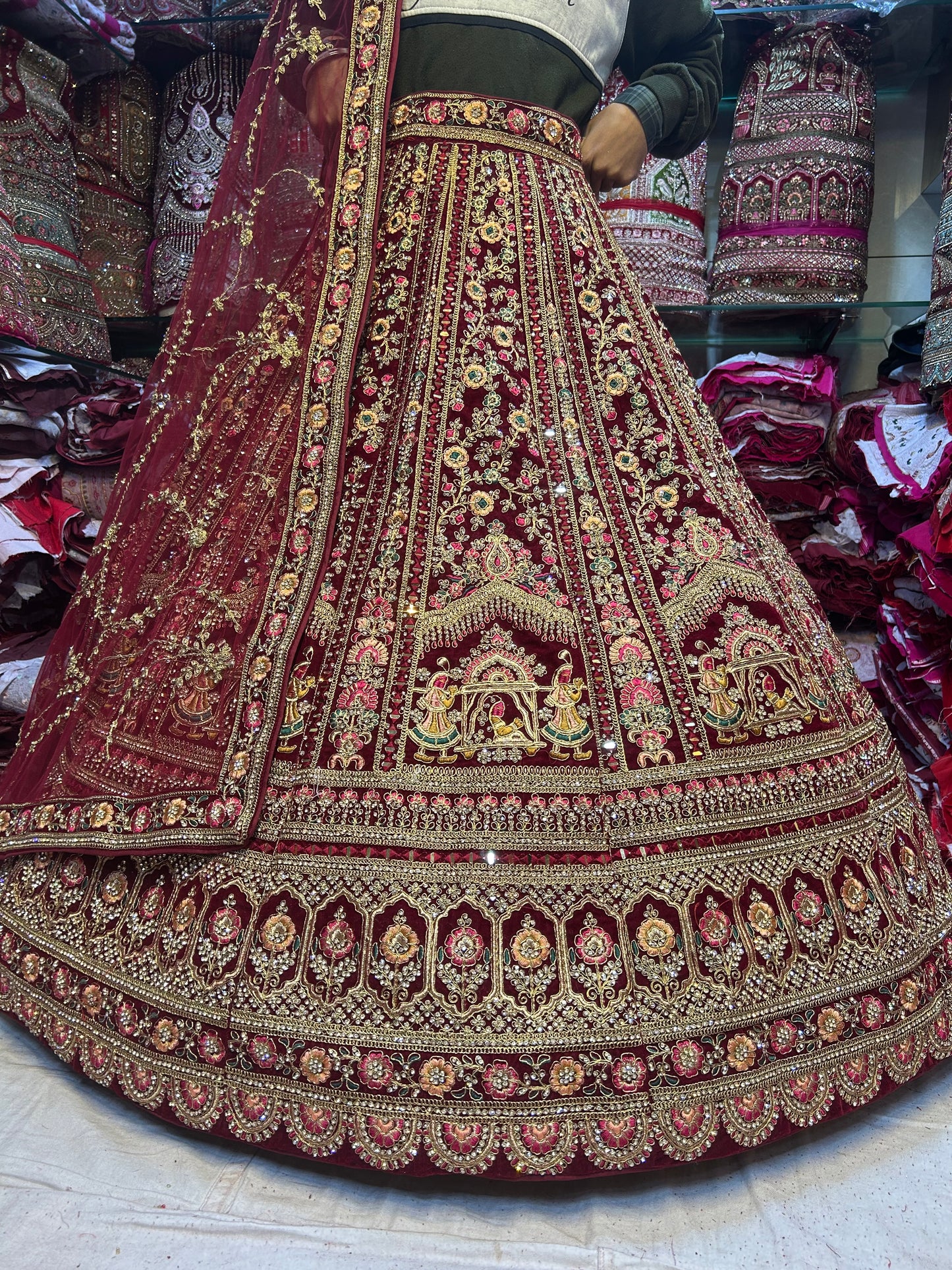 Something different maroon doli barat lehenga