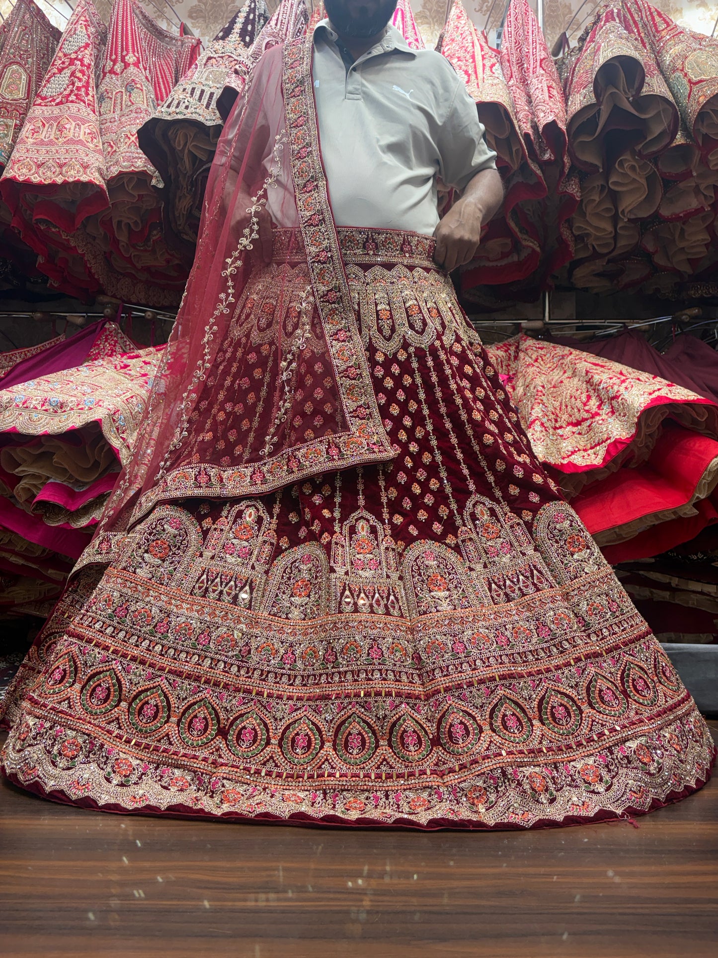 Beautiful maroon bridal Lehenga