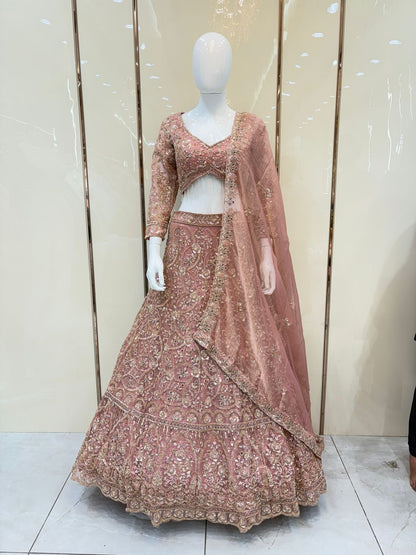 Pink Crop top Lehenga