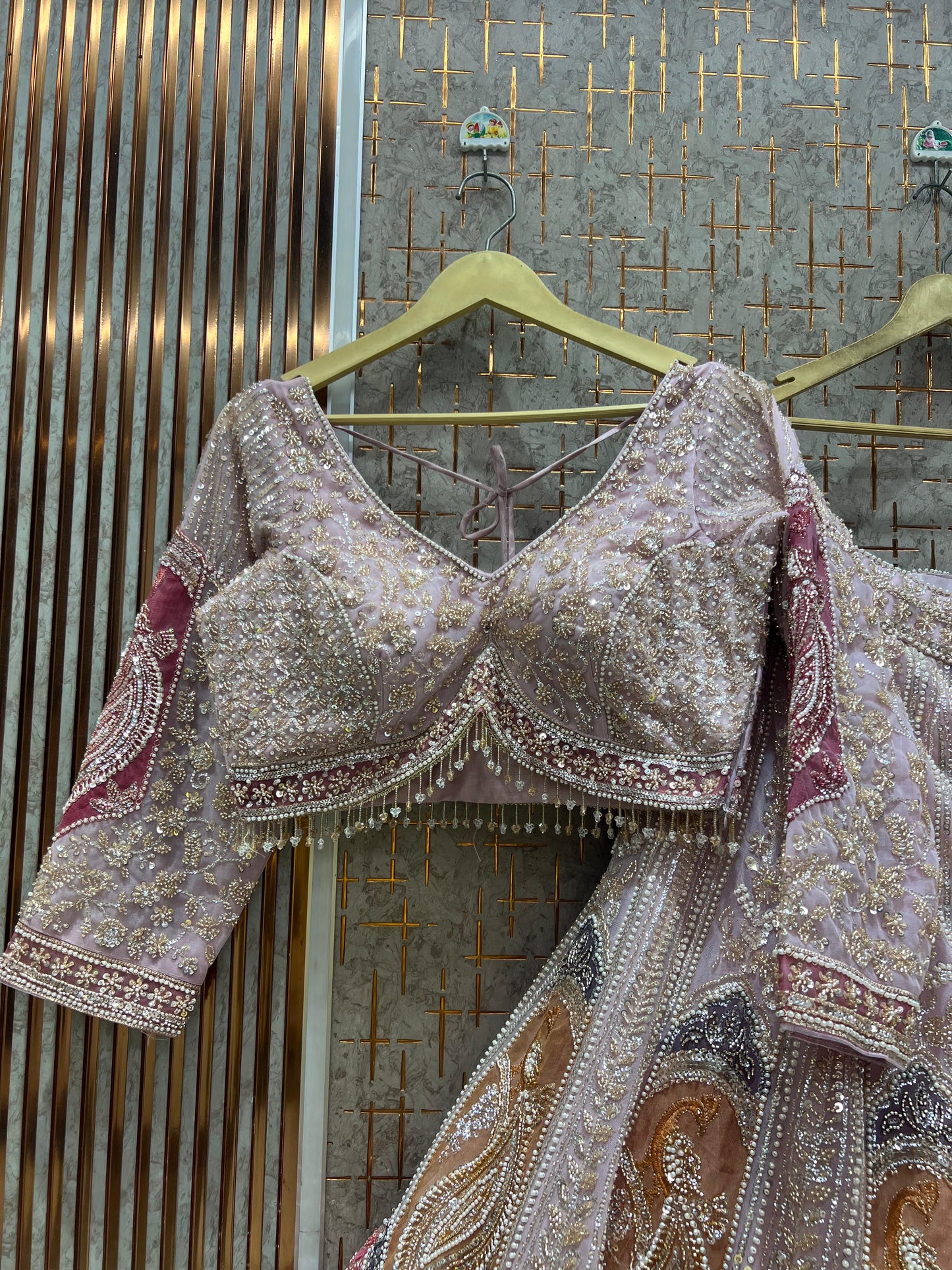Pink crop top Lehenga