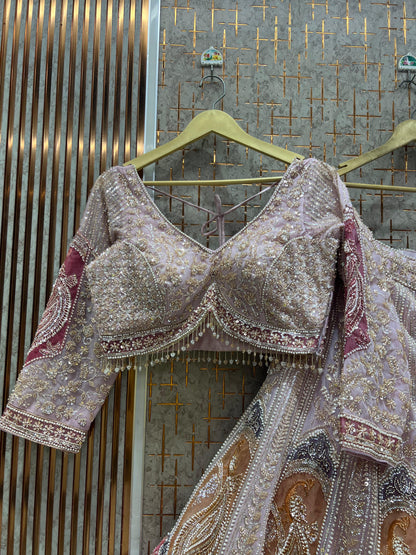 Pink crop top Lehenga