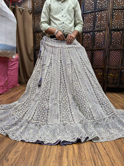 Attractive grey crop top Lehenga