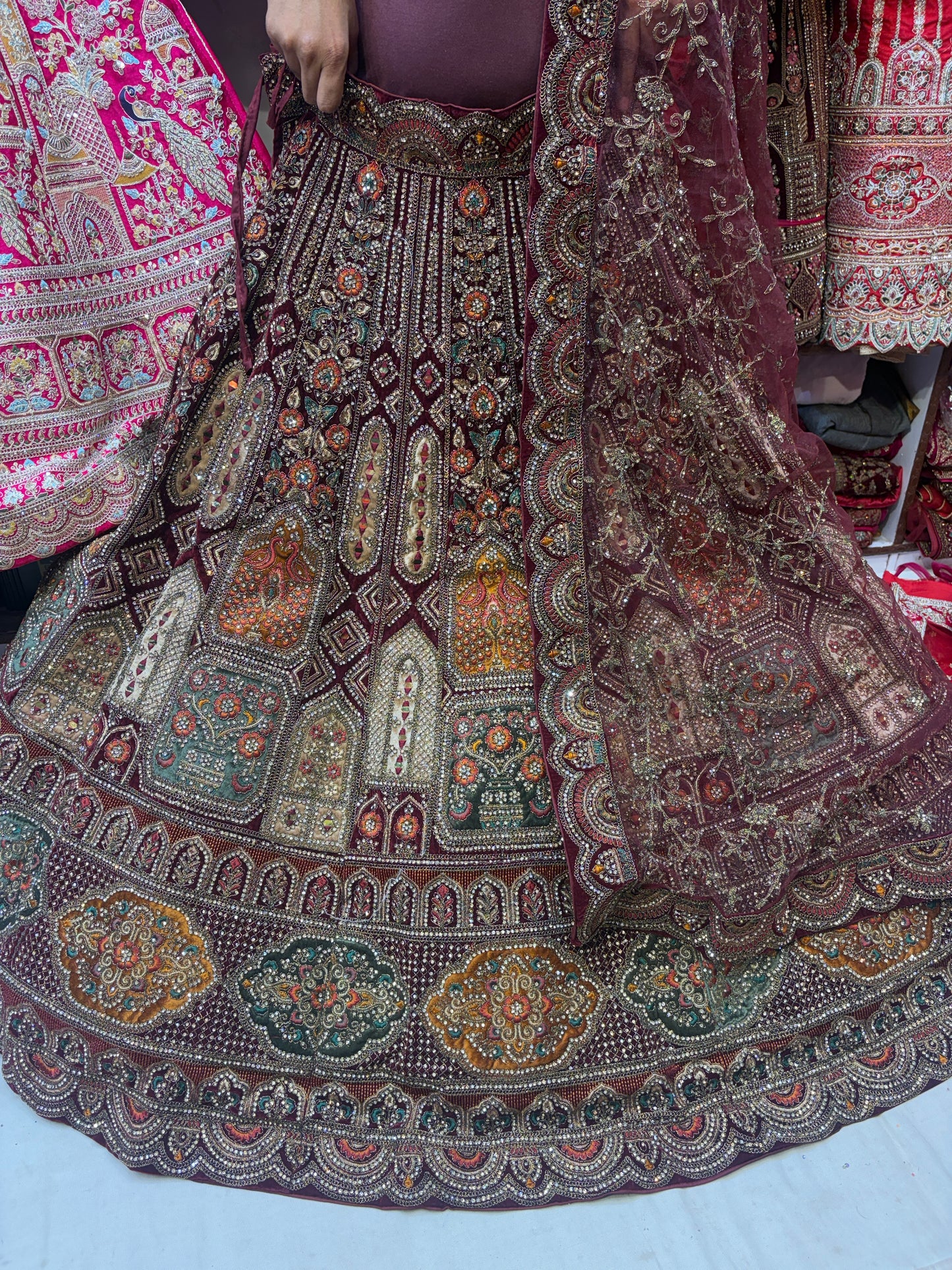 Royal maroon bridal Lehenga happy customer