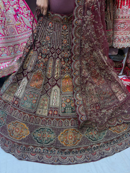 Royal maroon bridal Lehenga happy customer