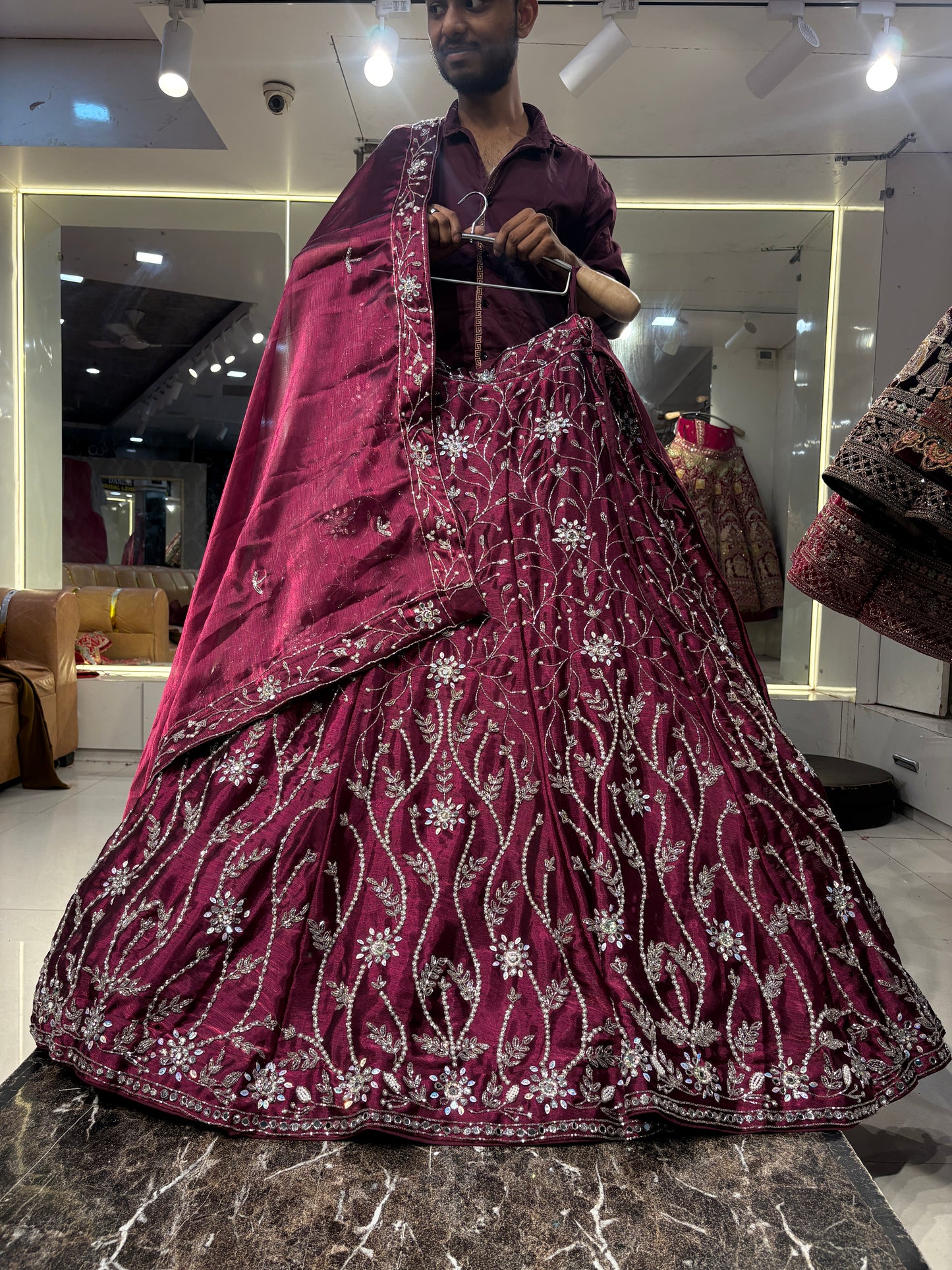 Designer purple violet wine pink Lehenga