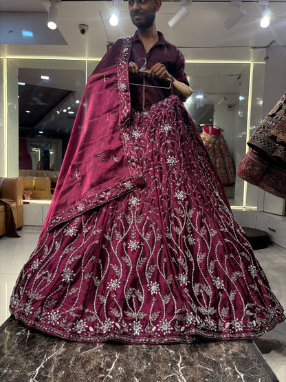 Designer purple violet wine pink Lehenga