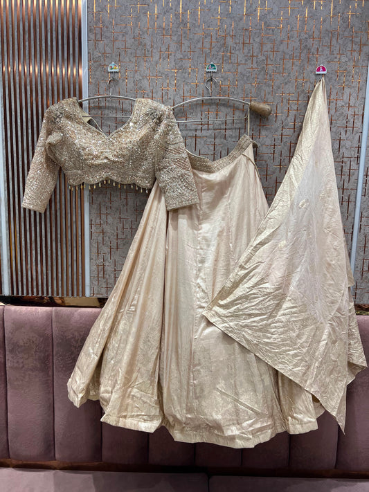 Golden Designer Crop Top Lehenga
