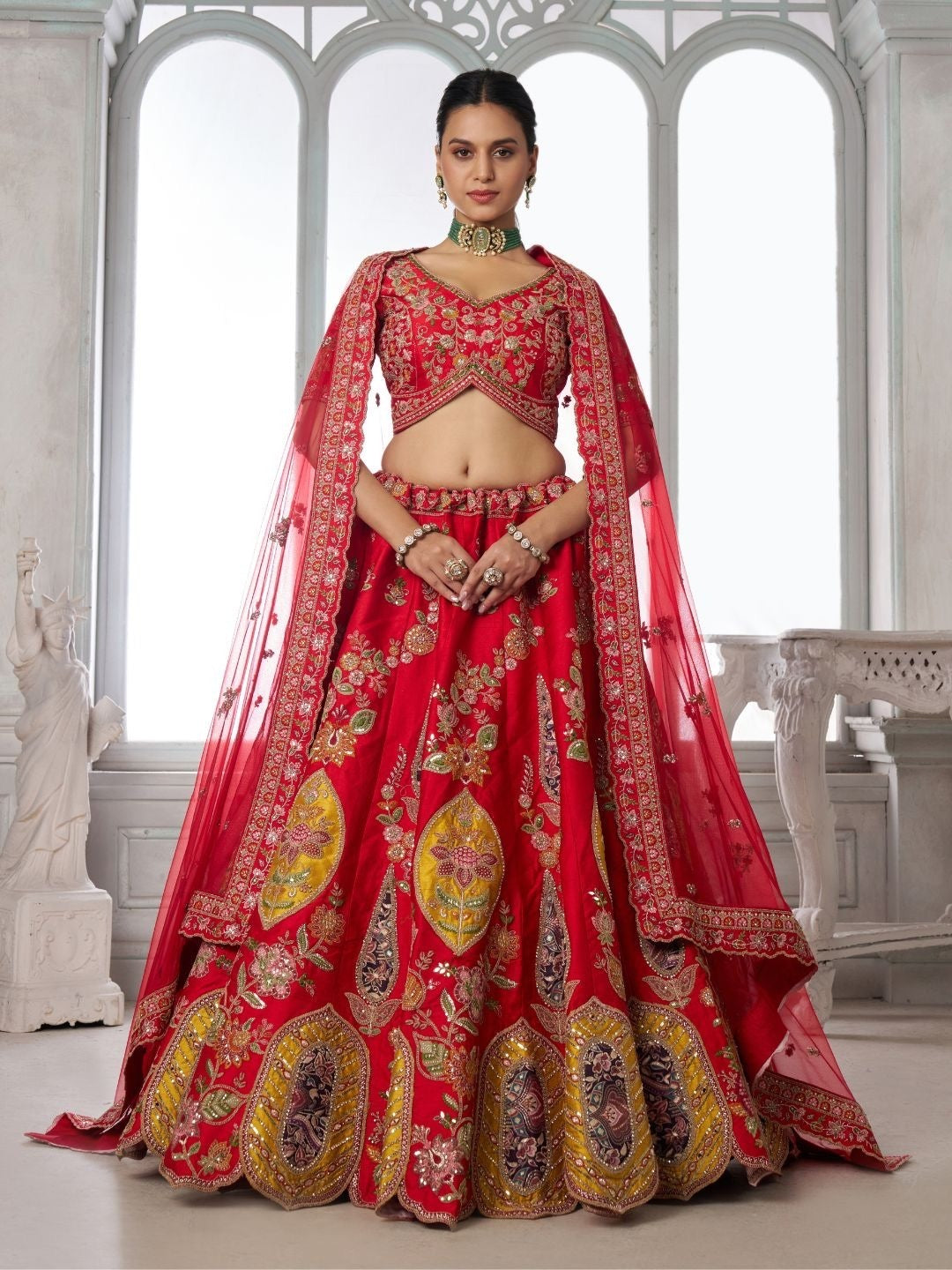 Rani Pink Designer Crop Top Lehenga