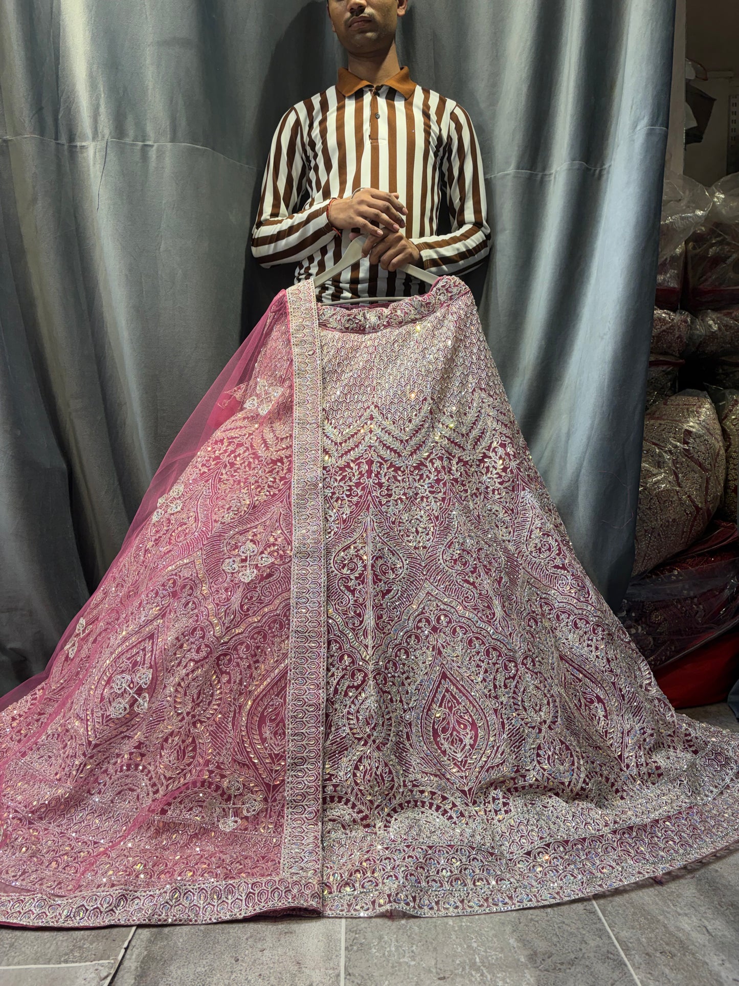 Pleasing pink Crop Top Lehenga