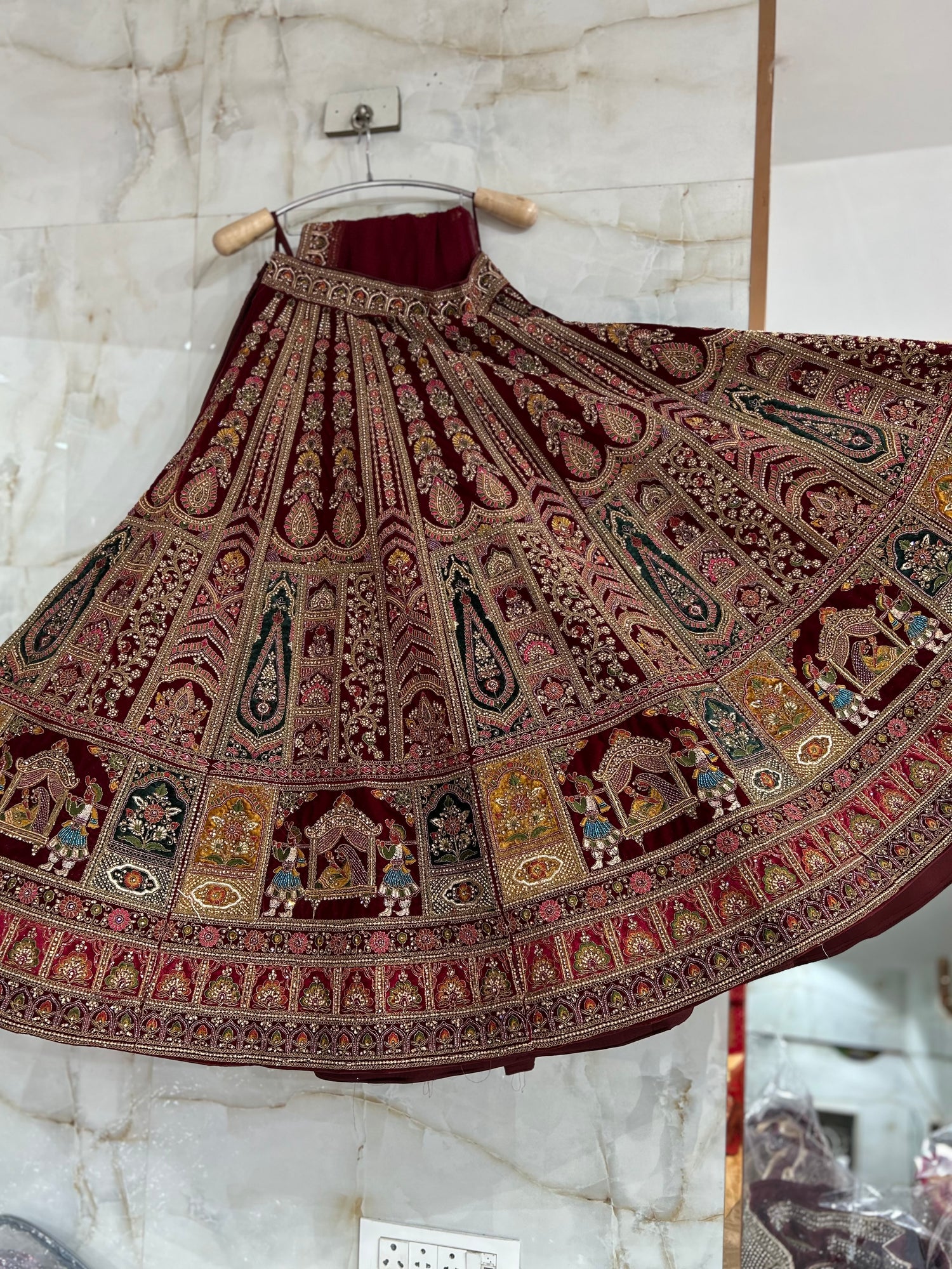 Designer maroon Doli barat bridal lehenga - Shopping World