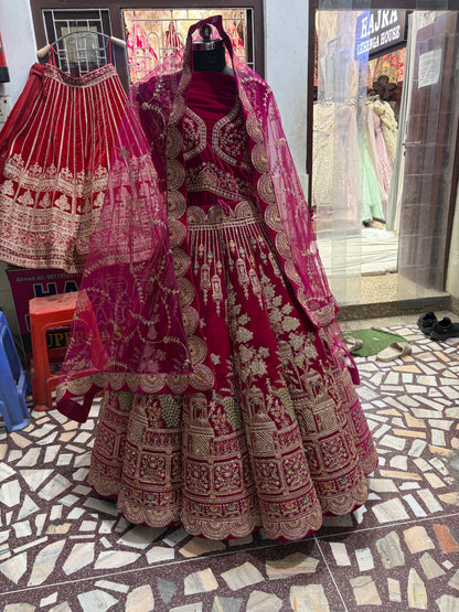 Maroon Peacock Ball Bridal Lehenga