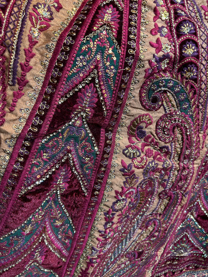 Heavy maroon Rajwada marwadi bridal lehenga