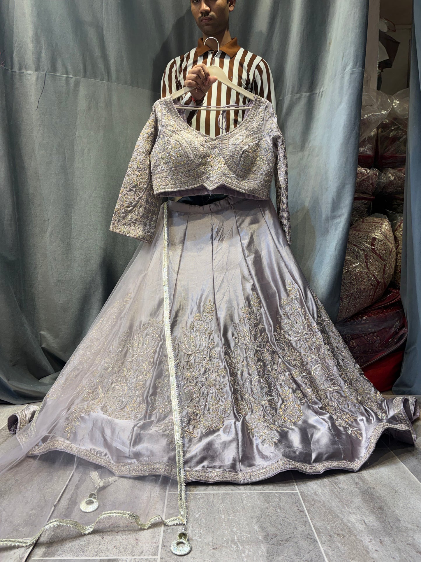 Charming grey Crop Top Lehenga