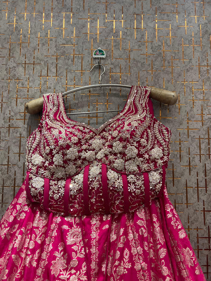 pink crop top Lehenga