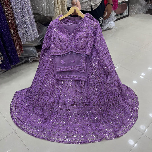 Lavender on Lavender Monotone Crop Top Lehenga