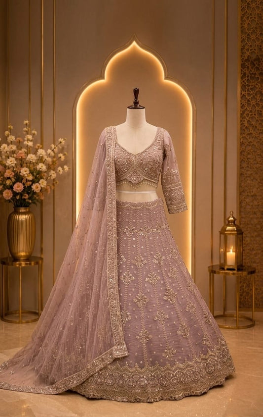 Baby Pink salsa Crop Top Lehenga