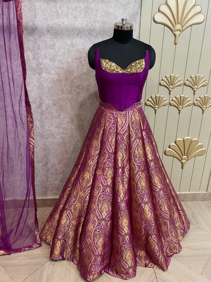 Pink crop top lehenga
