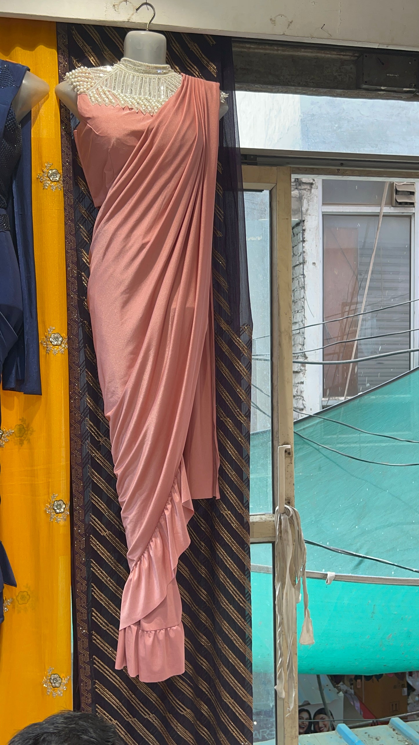 Designer baby pink fancy saree