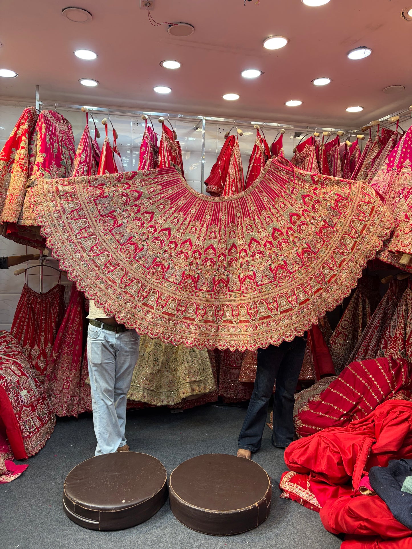 Rani Pink Peacock Designer Bridal Lehenga