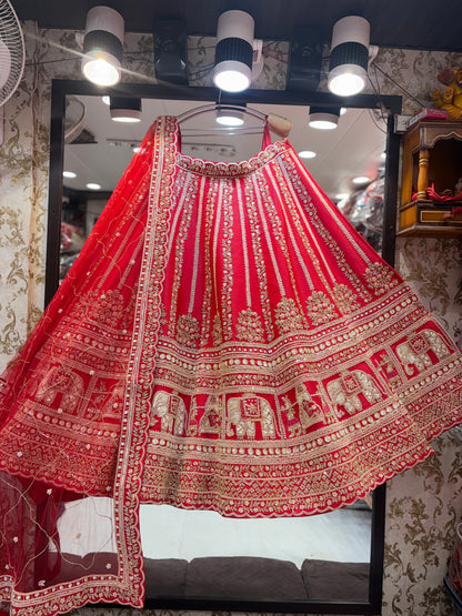 Fantastic rani pink Doli barat handwork bridal Lehenga