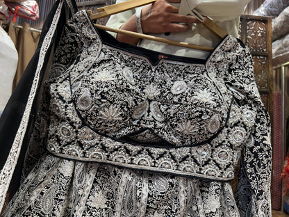 Awesome silver black crop top Lehenga