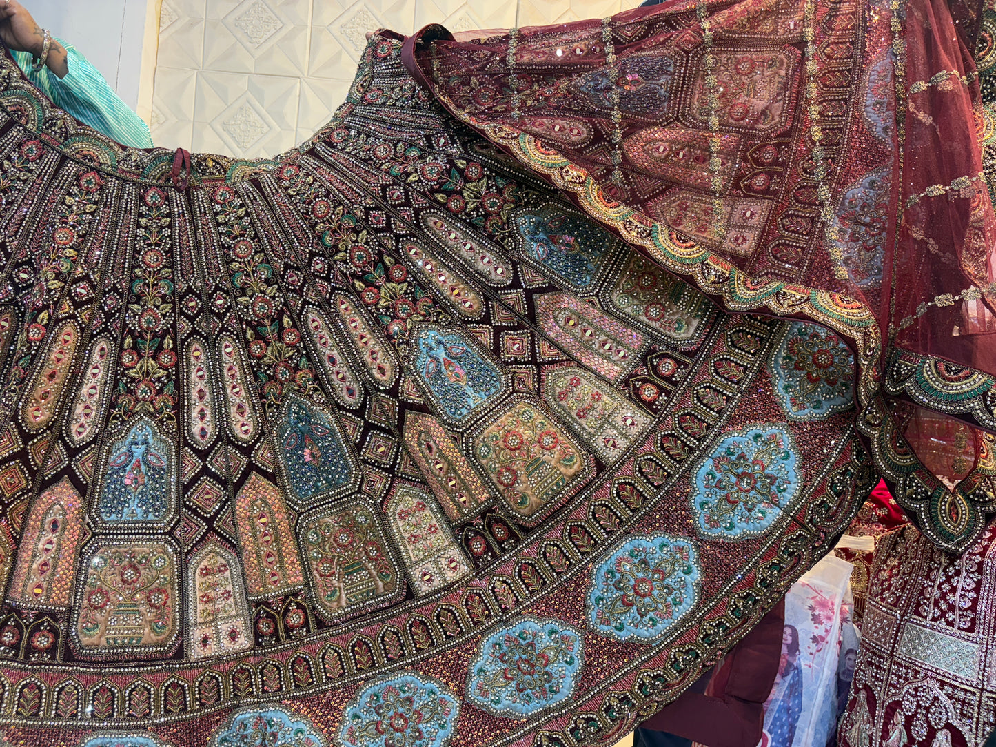 Royal maroon bridal Lehenga happy customer