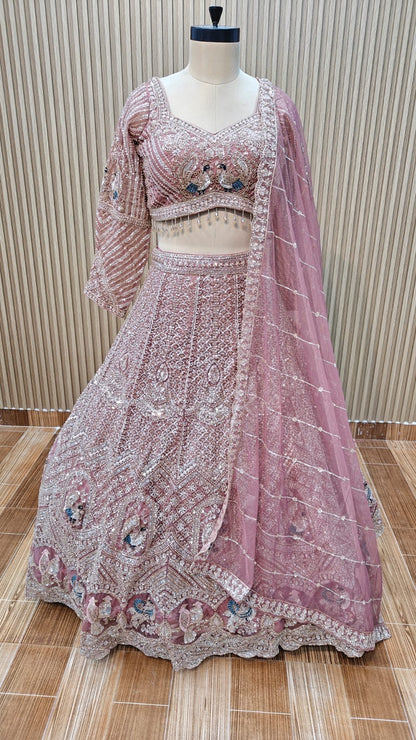 Blue pink Crop top Lehenga