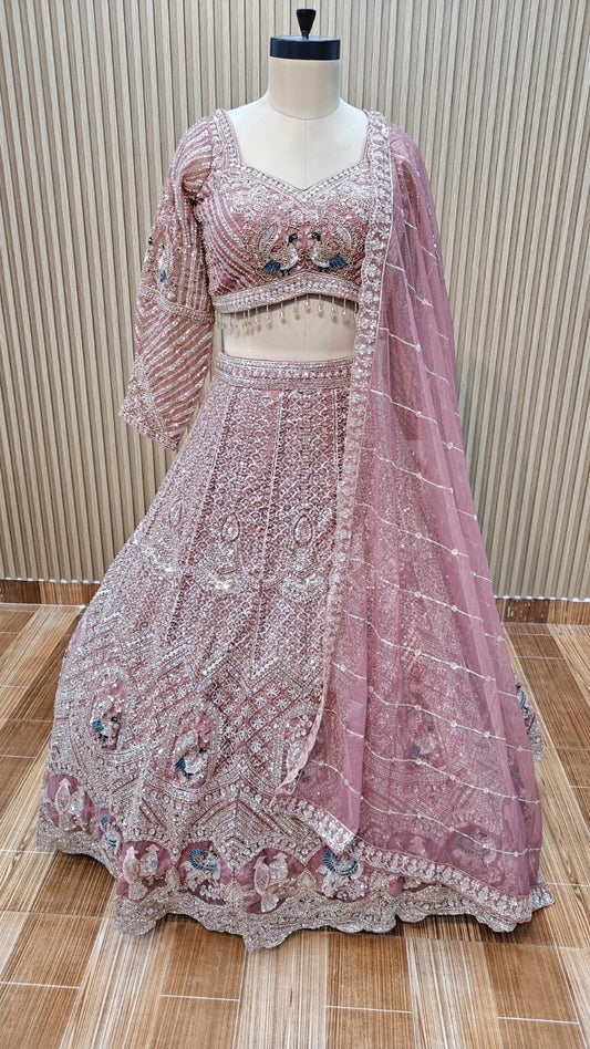 Blue pink Crop top Lehenga