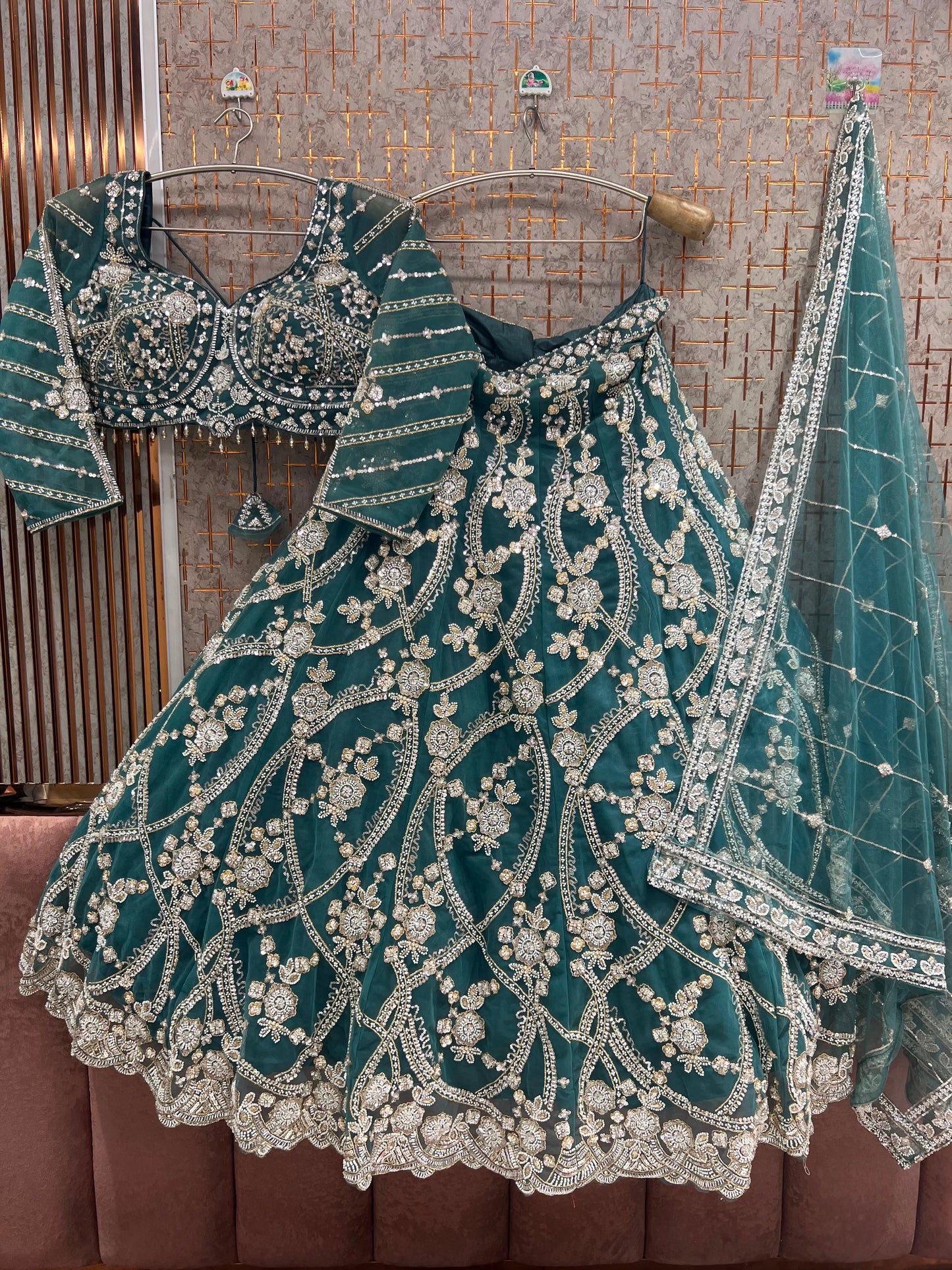 Rust Orange Crop Top Lehenga