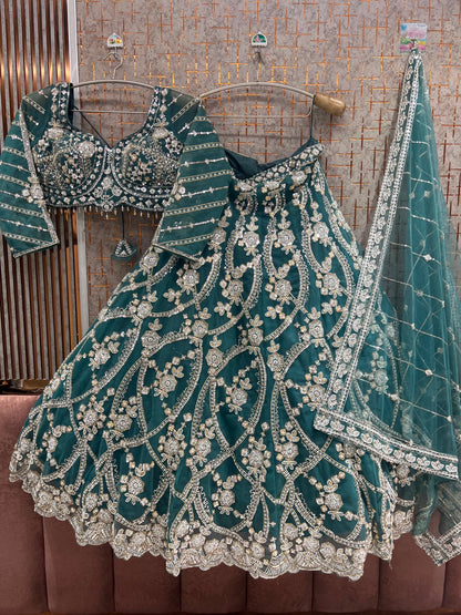 Rust Orange Crop Top Lehenga