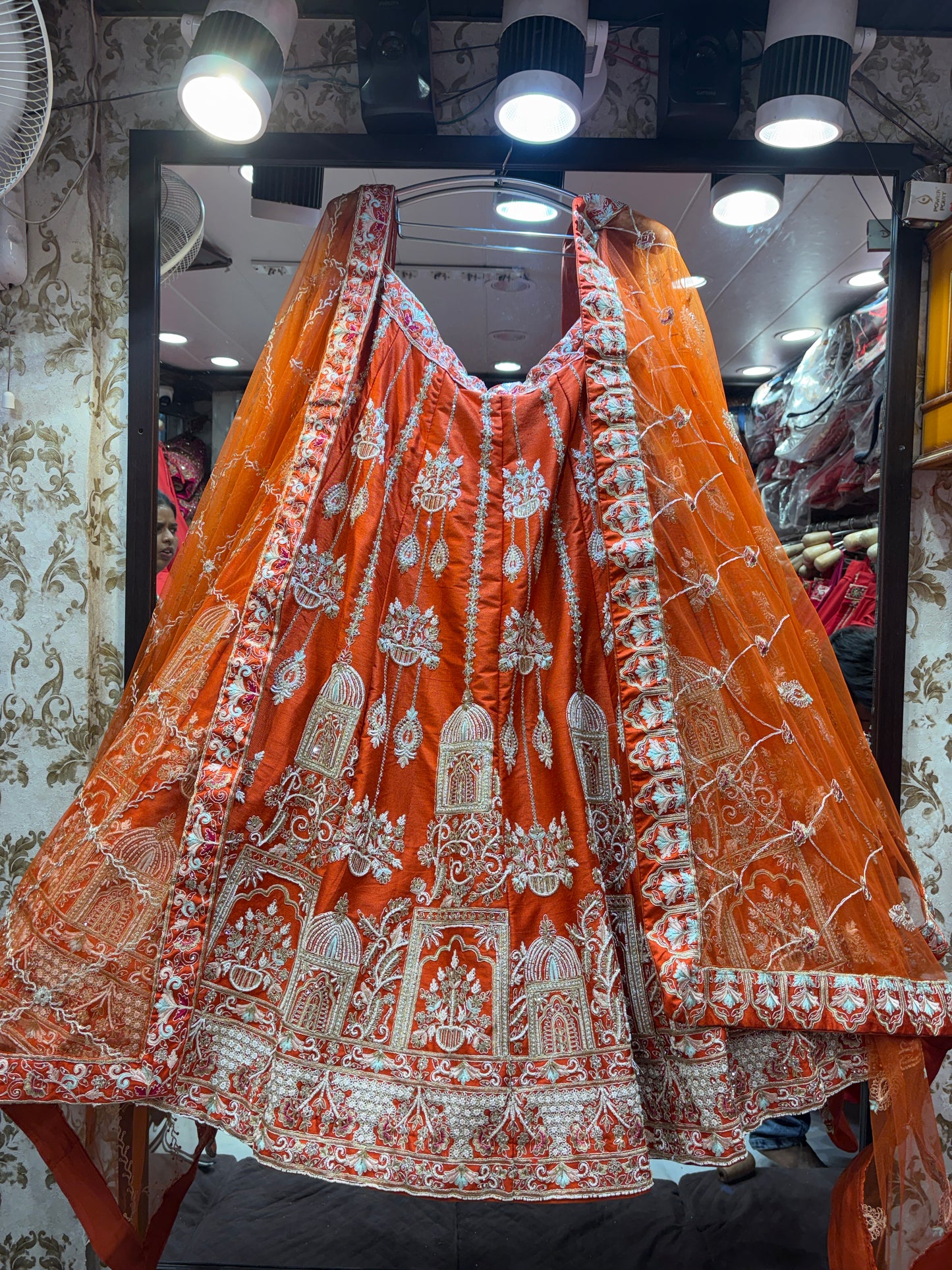 Pretty orange Crop Top Lehenga