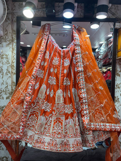 Pretty orange Crop Top Lehenga