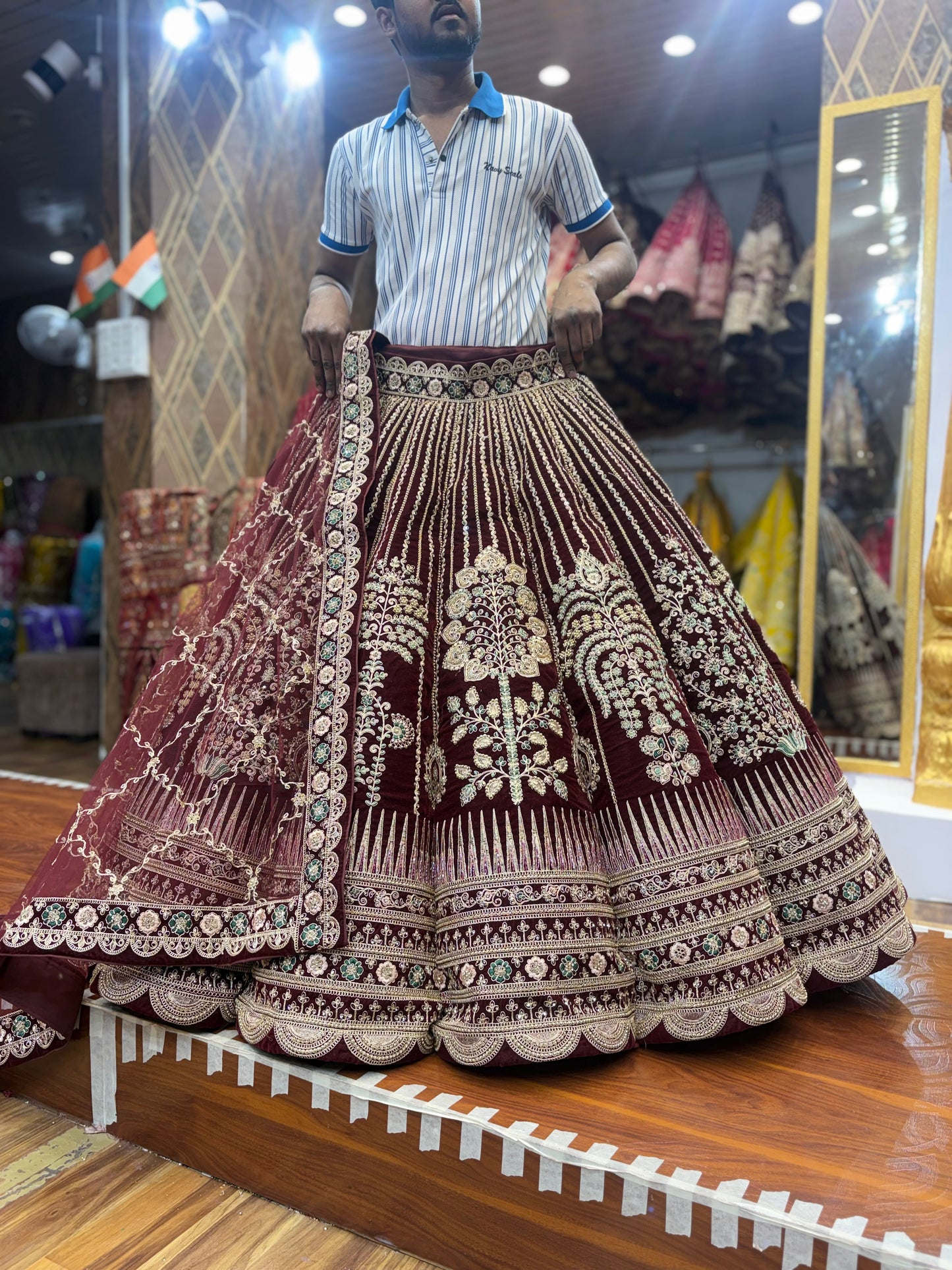 Khoobsurat Maroon Ball Bridal Lehenga