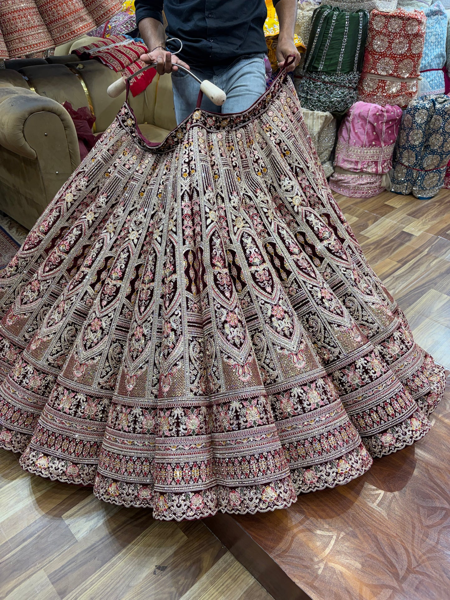 Maroon Ball Bridal Lehenga